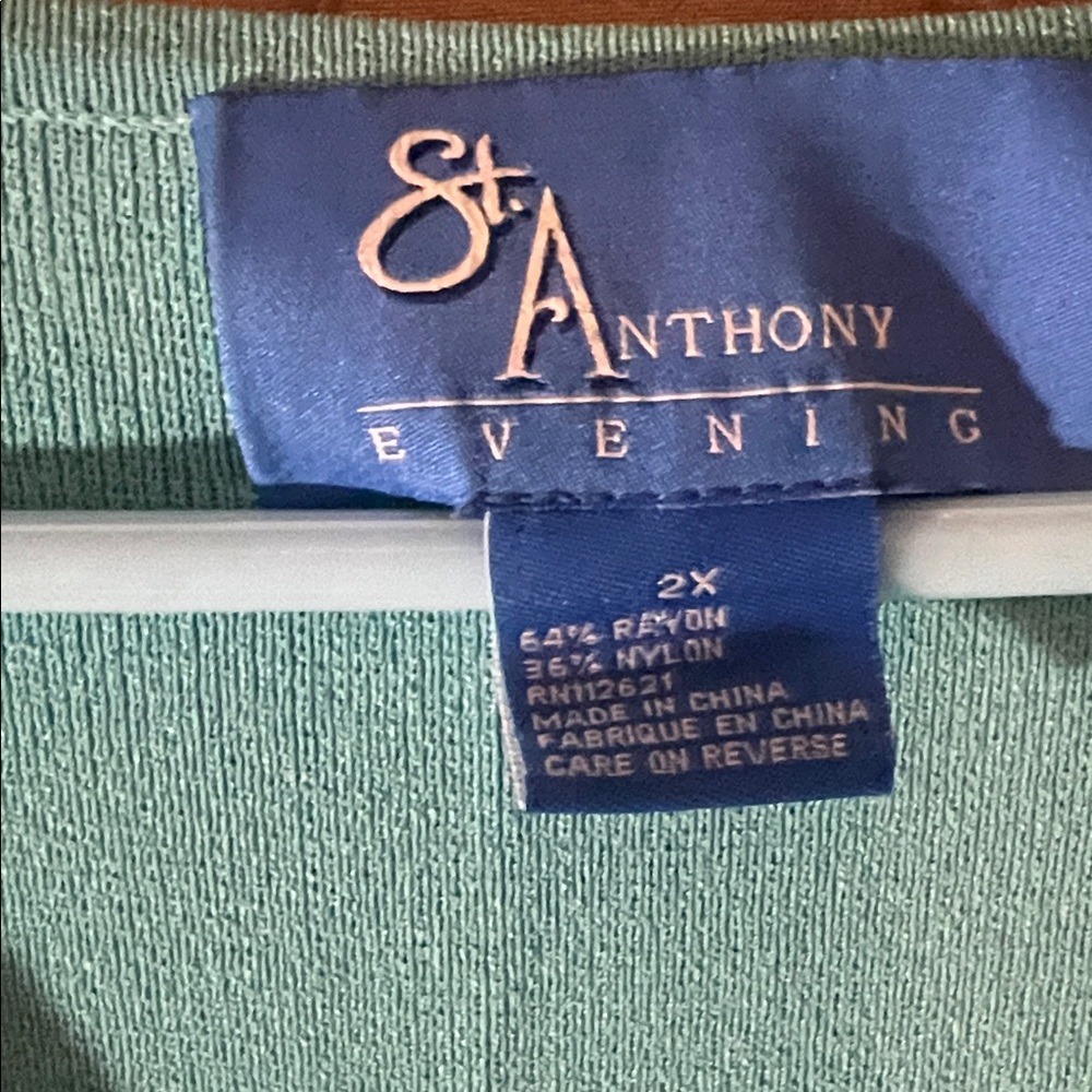 St. Anthony Evening Teal Knitwear Sleeveless Top w/sequins and beads